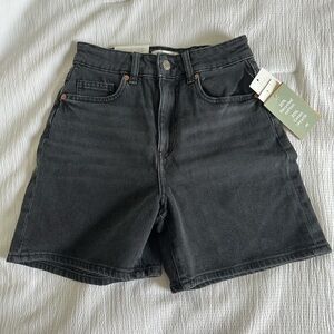 Black denim shorts